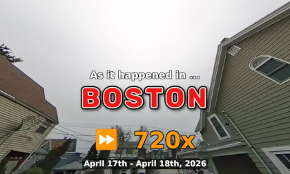 ⏩ Daily Time Lapse of the Boston Weather 180° 4k Sky Cam Stream April 17th - April 18th 2026 (720x) [Beta]