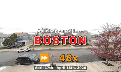 ⏩ Daily Time Lapse of the Boston Weather 180° 4k Street Cam Stream April 17th - April 18th 2026 (48x) [Beta]
