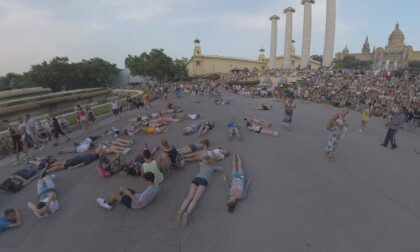 360 VR People on square of Four columns in front of National Palace, Barcelona 360 VR People on square of Four columns in front of National Palace, Barcelona