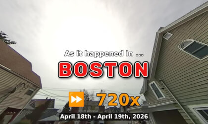 ⏩ Daily Time Lapse of the Boston Weather 180° 4k Sky Cam Stream April 18th - April 19th 2026 (720x) [Beta]