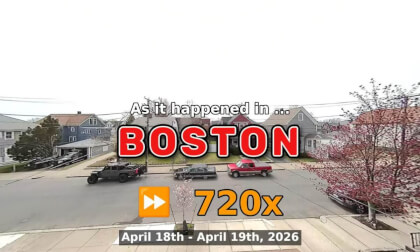 ⏩ Daily Time Lapse of the Boston Weather 180° 4k Street Cam Stream April 18th - April 19th 2026 (720x) [Beta]