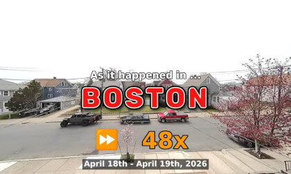 ⏩ Daily Time Lapse of the Boston Weather 180° 4k Street Cam Stream April 18th - April 19th 2026 (48x) [Beta]