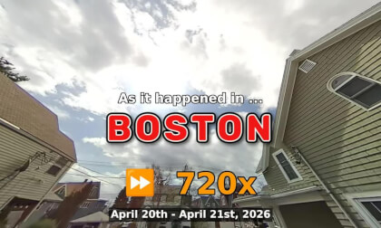 ⏩ Daily Time Lapse of the Boston Weather 180° 4k Sky Cam Stream April 20th - April 21st 2026 (720x) [Beta]