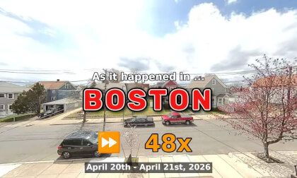 ⏩ Daily Time Lapse of the Boston Weather 180° 4k Street Cam Stream April 20th - April 21st 2026 (48x) [Beta]