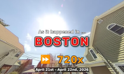 ⏩ Daily Time Lapse of the Boston Weather 180° 4k Sky Cam Stream April 21st - April 22nd 2026 (720x) [Beta]