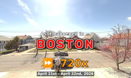 ⏩ Daily Time Lapse of the Boston Weather 180° 4k Street Cam Stream April 21st - April 22nd 2026 (720x) [Beta]