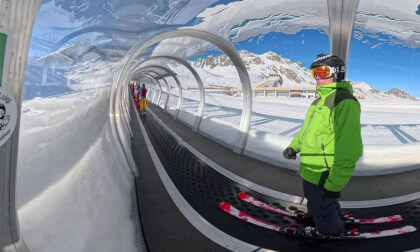 Gletscherband Ski Lift Tunnel Sölden Ötztal Tirol Österreich Austria ski belt lift Förderband Rettenbachgletscher glacier conveyor belt