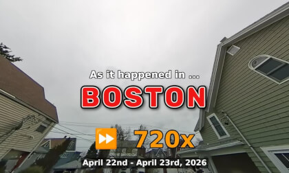 ⏩ Daily Time Lapse of the Boston Weather 180° 4k Sky Cam Stream April 22nd - April 23rd 2026 (720x) [Beta]