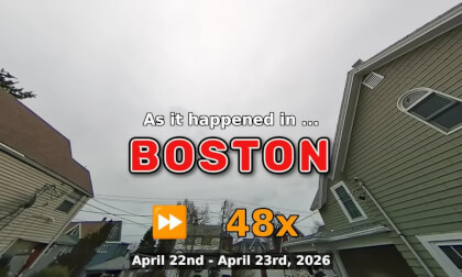 ⏩ Daily Time Lapse of the Boston Weather 180° 4k Sky Cam Stream April 22nd - April 23rd 2026 (48x) [Beta]