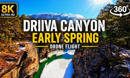 Flying Through Driiva Canyon 🇳🇴 | 8K 360° VR Drone Flight | Early Spring Norway
