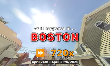 ⏩ Daily Time Lapse of the Boston Weather 180° 4k Sky Cam Stream April 24th - April 25th 2026 (720x) [Beta]