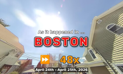 ⏩ Daily Time Lapse of the Boston Weather 180° 4k Sky Cam Stream April 24th - April 25th 2026 (48x) [Beta]