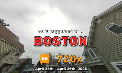 ⏩ Daily Time Lapse of the Boston Weather 180° 4k Sky Cam Stream April 25th - April 26th 2026 (720x) [Beta]