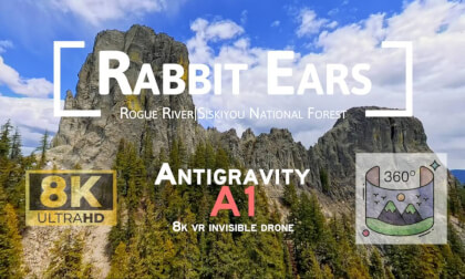 Rabbit Ears 8K VR 360 | Volcanic Plug Drone Flight Near Crater Lake | Antigravity A1 Invisible Drone