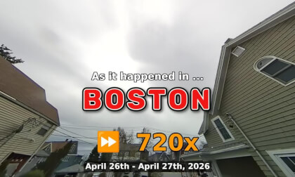 ⏩ Daily Time Lapse of the Boston Weather 180° 4k Sky Cam Stream April 26th - April 27th 2026 (720x) [Beta]