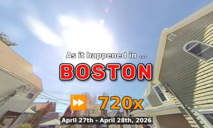⏩ Daily Time Lapse of the Boston Weather 180° 4k Sky Cam Stream April 27th - April 28th 2026 (720x) [Beta]