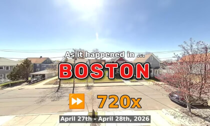 ⏩ Daily Time Lapse of the Boston Weather 180° 4k Street Cam Stream April 27th - April 28th 2026 (720x) [Beta]