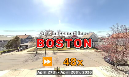 ⏩ Daily Time Lapse of the Boston Weather 180° 4k Street Cam Stream April 27th - April 28th 2026 (48x) [Beta]