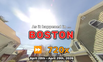 ⏩ Daily Time Lapse of the Boston Weather 180° 4k Sky Cam Stream April 28th - April 29th 2026 (720x) [Beta]