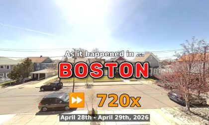 ⏩ Daily Time Lapse of the Boston Weather 180° 4k Street Cam Stream April 28th - April 29th 2026 (720x) [Beta]