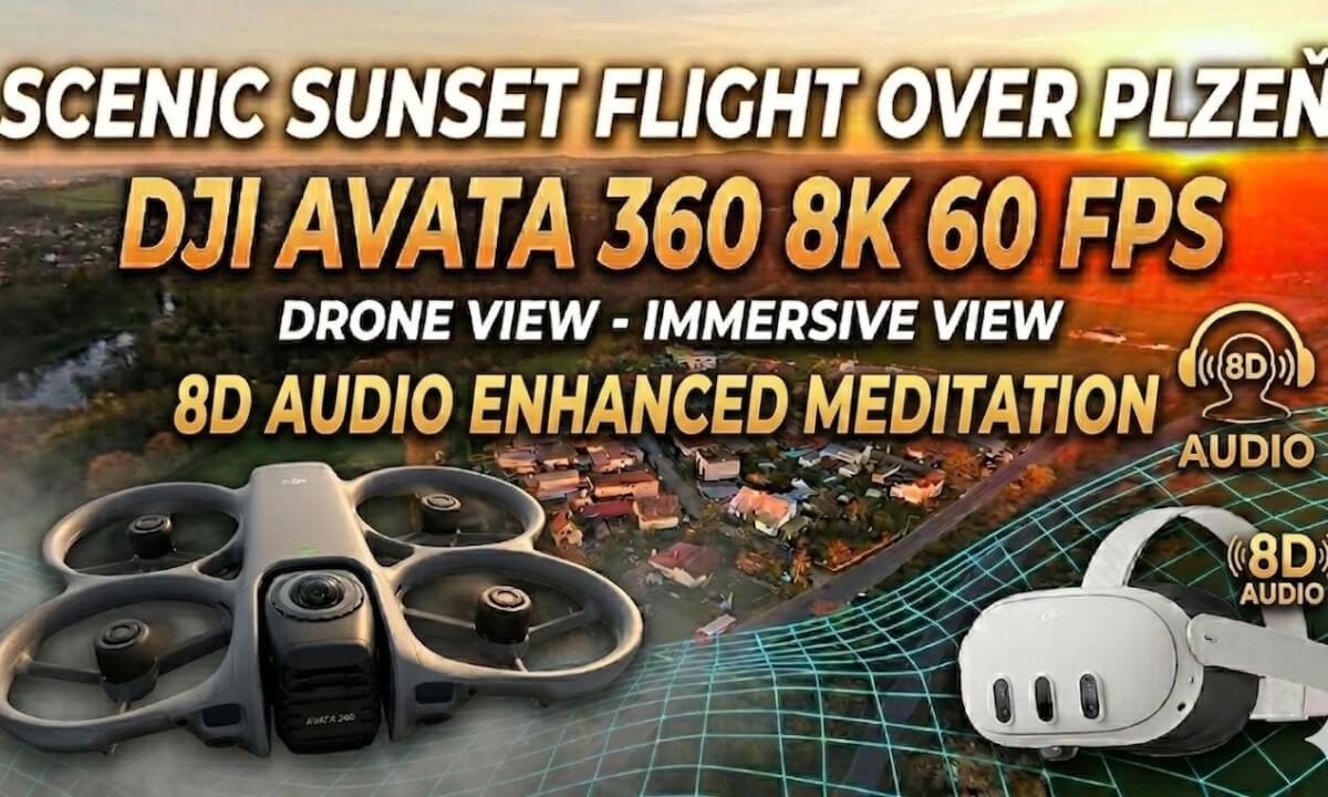 8K VR Drone Flight | Scenic Sunset over Plzeň | 8D Audio