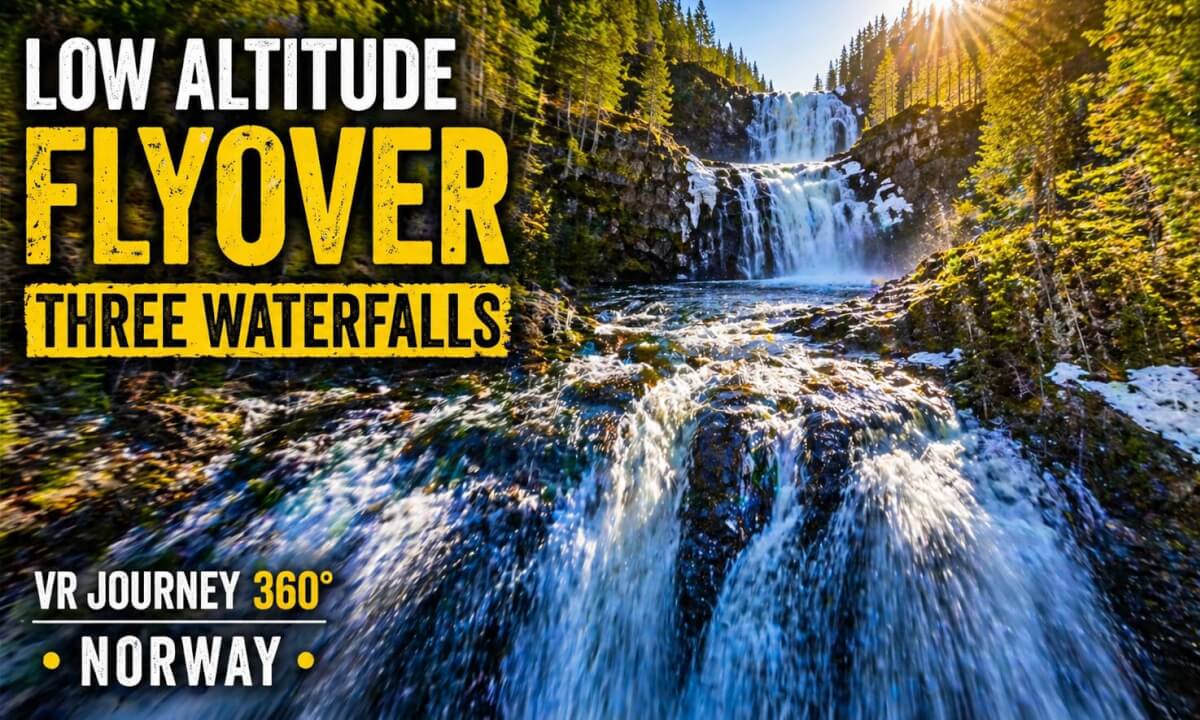INSANE Low Flight Over 3 Waterfalls 💦 | 8K 360° VR Norway