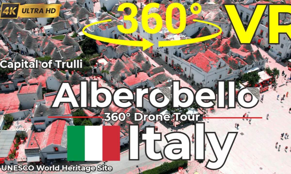 Alberobello Italy 360° Drone Tour – Unique Trulli Houses in 4K VR