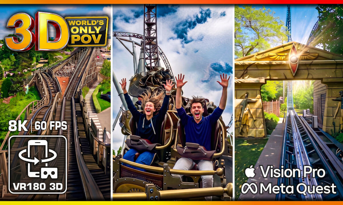 TOP 3 epic VR Roller Coaster 3D 8K Experience 😱 Velocity X Force VR180 60fps 🟥 Plopsaland Belgium - HDR10 HLG Apple Vision Pro Meta Quest 3