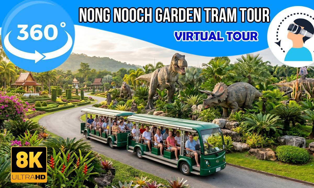 Thailand Nong Nooch Garden Scenic Tram Tour 🚌 | ASMR | 8K | 360 degree