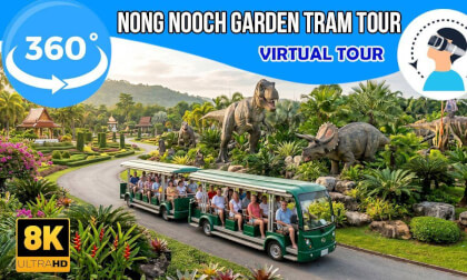 Thailand Nong Nooch Garden Scenic Tram Tour 🚌 | ASMR | 8K | 360 degree