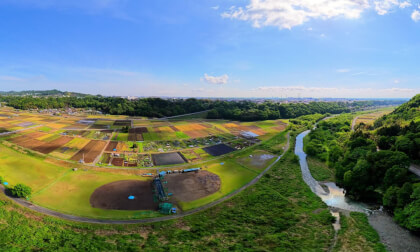 360° Time-lapse: Moving Clouds and Fields over a Japanese River
