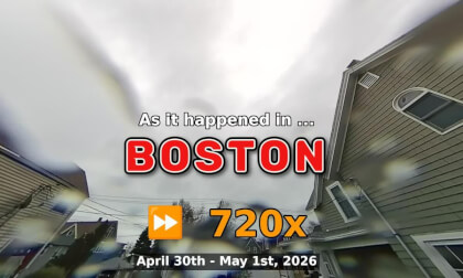 ⏩ Daily Time Lapse of the Boston Weather 180° 4k Sky Cam Stream April 30th - May 1st 2026 (720x) [Beta]