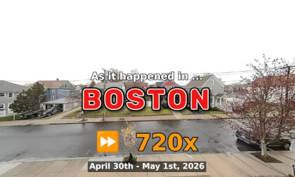 ⏩ Daily Time Lapse of the Boston Weather 180° 4k Street Cam Stream April 30th - May 1st 2026 (720x) [Beta]