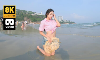 Pure Girl Cindy Playing in the Sea