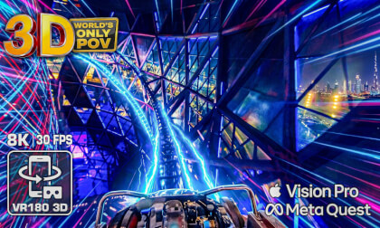 STORM COASTER 3D 😮 Dubai Roller Coaster 8K REALISTIC onride POV 🟥 Quest & Vision Pro Spatial VR180 HDR
