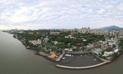 Aerial recording of Tamsui River Shopping Street, Taipei | Thanks to the Taipei City Police Department for assisting with the filming.