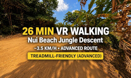 26 MIN VR WALKING | Nui Beach Jungle Descent | Granite Road Trail | Advanced Route