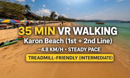 35 MIN VR WALKING | Kata Beach (1st + 2nd Line) | Busy Beach Route | Treadmill-Friendly (Intermediate)