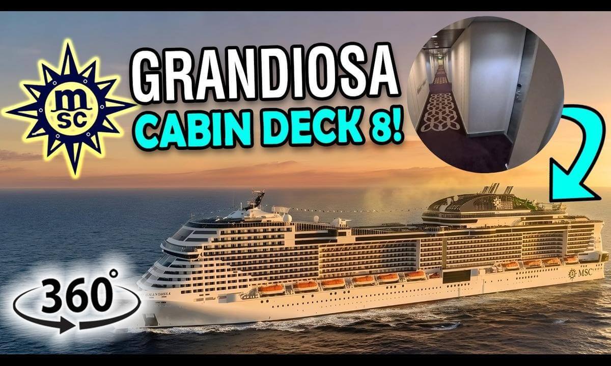 MSC Grandiosa Cabin Locations Deck 8 | 360° Cruise Ship Corridor Walkthrough | VR Travel