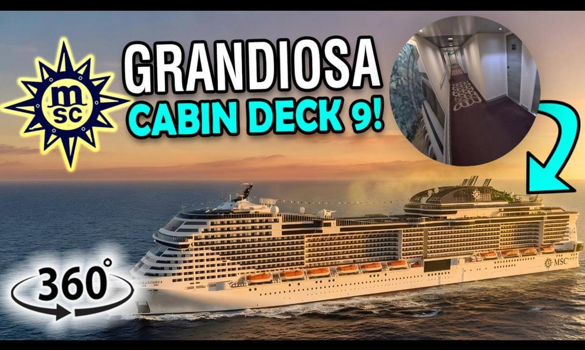 MSC Grandiosa Cabin Locations Deck 9 | 360° Cruise Ship Corridor Walkthrough | VR Travel