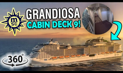 MSC Grandiosa Cabin Locations Deck 9 | 360° Cruise Ship Corridor Walkthrough | VR Travel