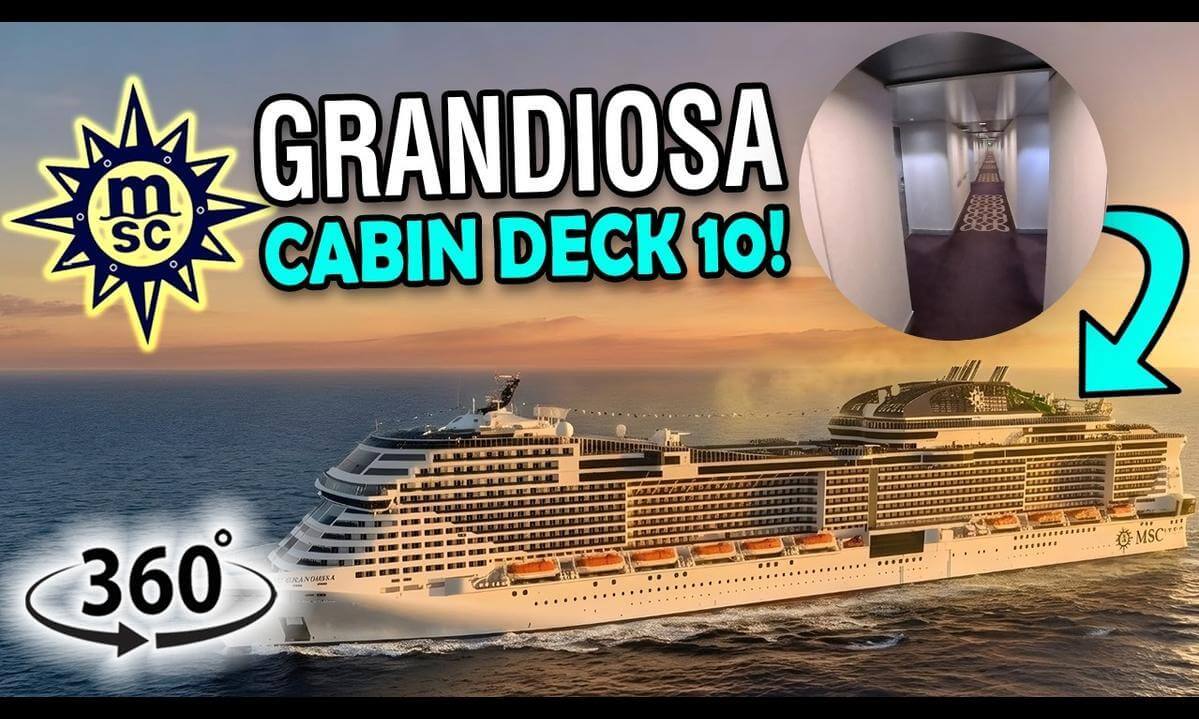 MSC Grandiosa Cabin Locations Deck 10 | 360° Cruise Ship Corridor Walkthrough | VR Travel