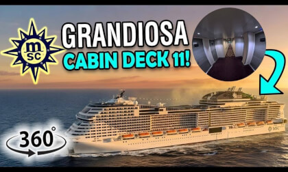 MSC Grandiosa Cabin Locations Deck 11 | 360° Cruise Ship Corridor Walkthrough | VR Travel