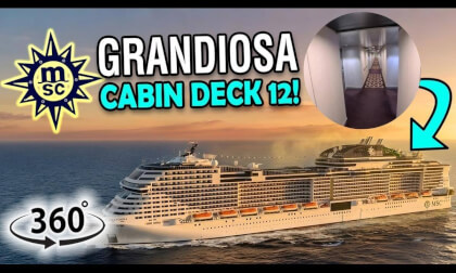 MSC Grandiosa Cabin Locations Deck 12 | 360° Cruise Ship Corridor Walkthrough | VR Travel