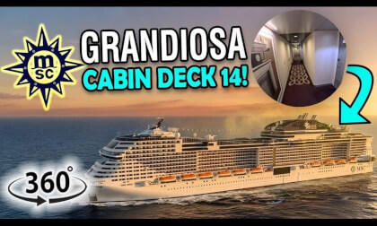 MSC Grandiosa Cabin Locations Deck 14 | 360° Cruise Ship Corridor Walkthrough | VR Travel