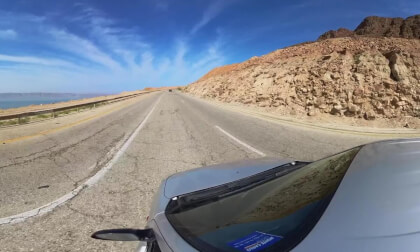 Driving beside The Dead Sea, Dead Sea, Jordan - 360° Insta360 X3