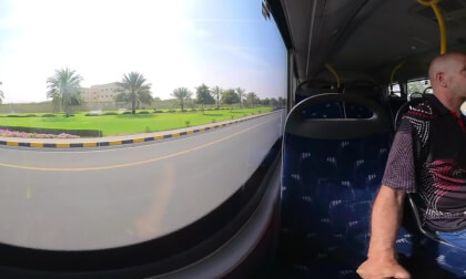 Quiet bus ride to Muscat airport, Oman - 360° Insta360 X3