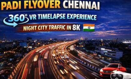 Padi Flyover Chennai 🇮🇳 | 360° VR Drive Experience 🚗 | Evening City Traffic in 8K
