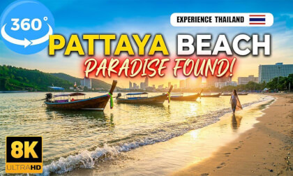 Peaceful Morning Walk at Pattaya Beach 🇹🇭🌅🌊 | 8K VR 360 ASMR  ✨|  Experience Thailand