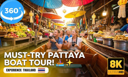 Boat Ride Through Pattaya Floating Market 🇹🇭🚤🌊 | 8K VR 360 ASMR 🎧✨ | Experience Thailand